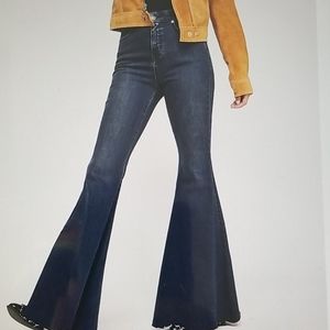 CRVY Super High-Rise Lace-Up Flare Jeans